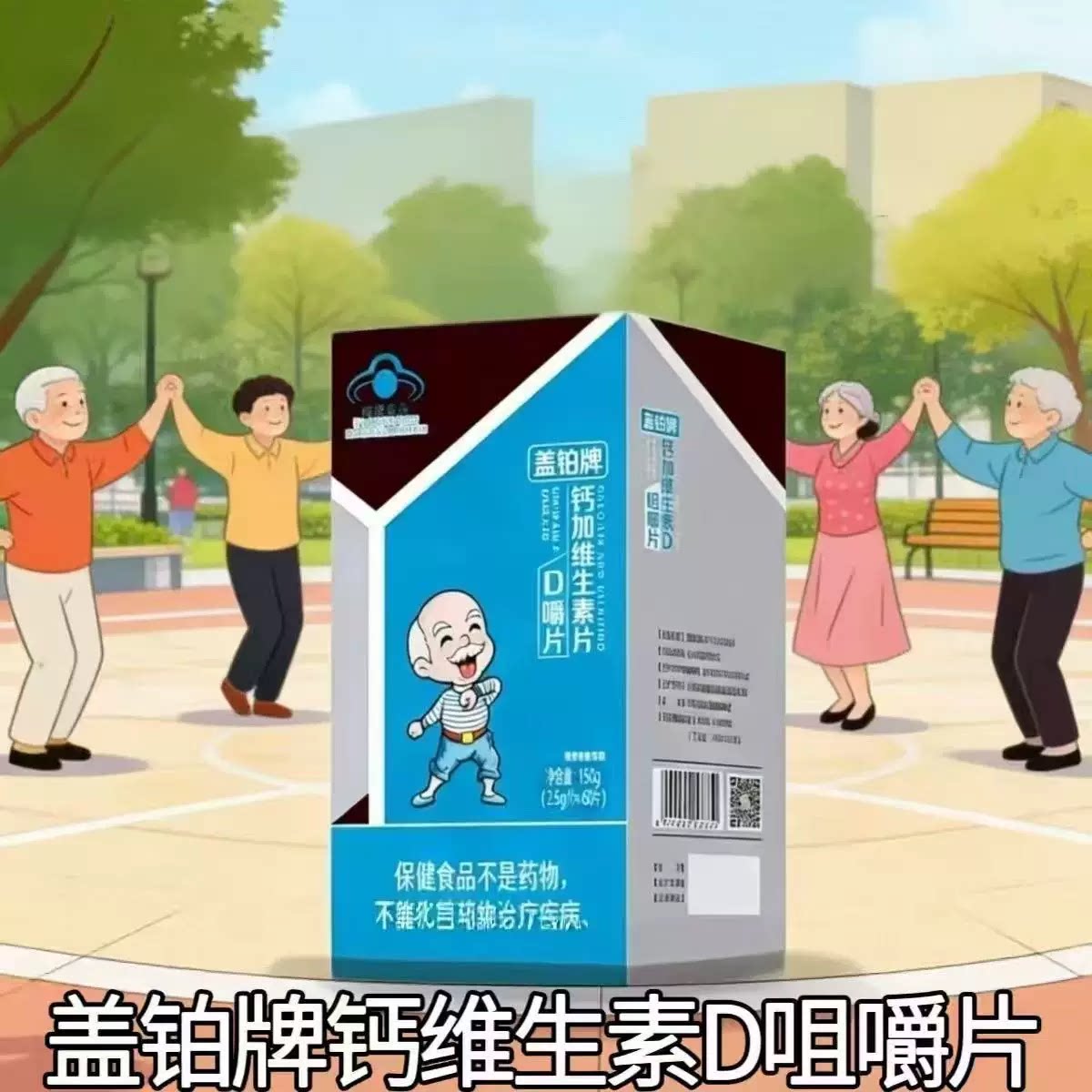 10盒】新盖铂牌钙维生素D咀嚼片60片/盒含碳酸钙维生素D3每日一片
