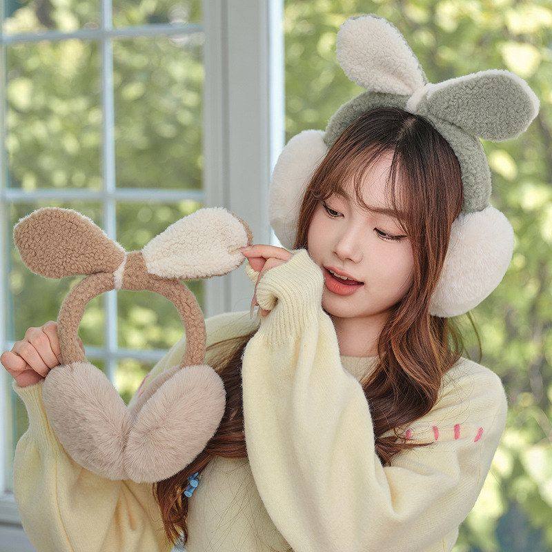 韩版可折叠耳套保暖女秋冬季可爱耳罩仿兔毛保暖耳包男女耳捂耳暖