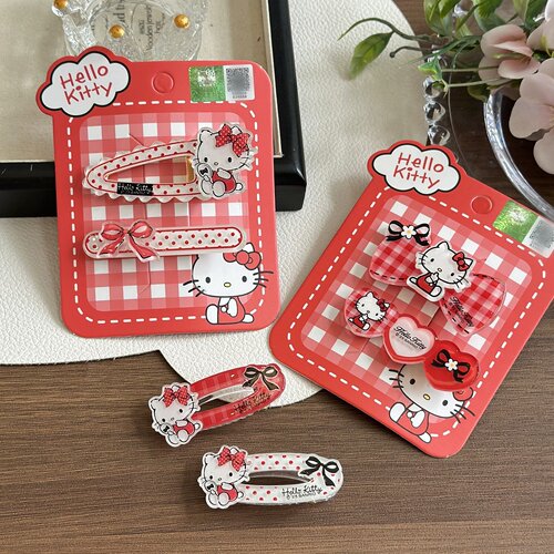 正版hellokitty红色波点边夹少女