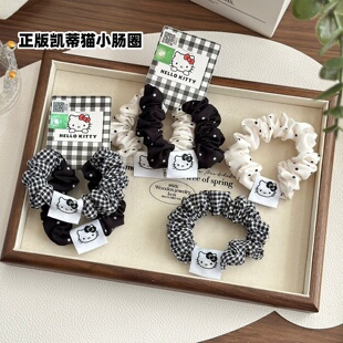 正版 HelloKitty可爱少女波点布艺发圈不伤发头绳凯蒂猫发绳小肠圈