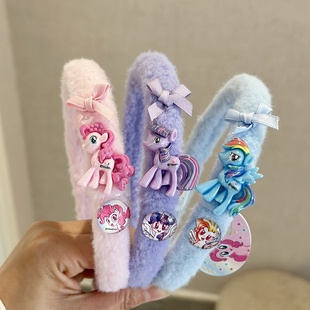 正版 小马宝莉儿童发箍碧琪紫悦公主公仔头箍女学生秋冬毛绒碎发卡