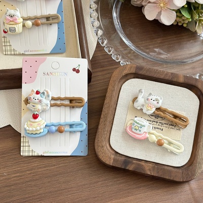 小猫趣味边夹少女甜美刘海金属夹