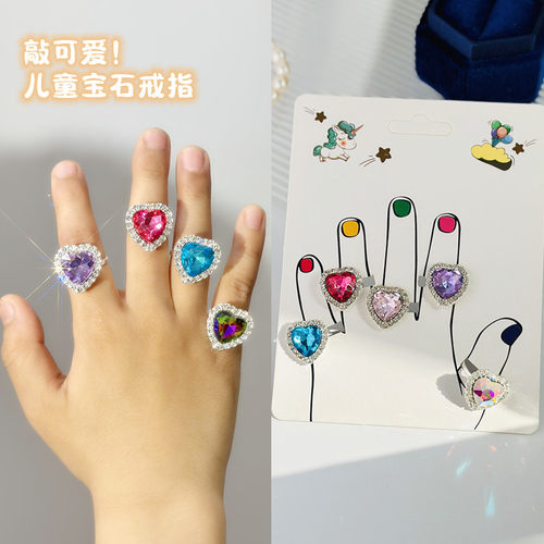 女合金首饰爱心防水晶水钻指环