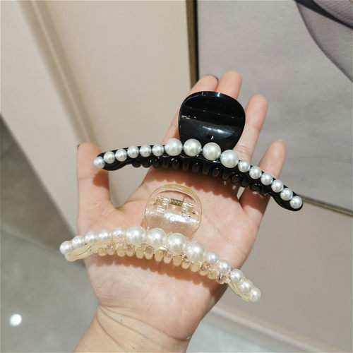 发夹后脑勺韩国珍珠优雅洗澡马尾