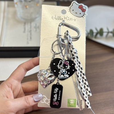 凯蒂猫包包挂件甜酷银黑爱钥匙扣