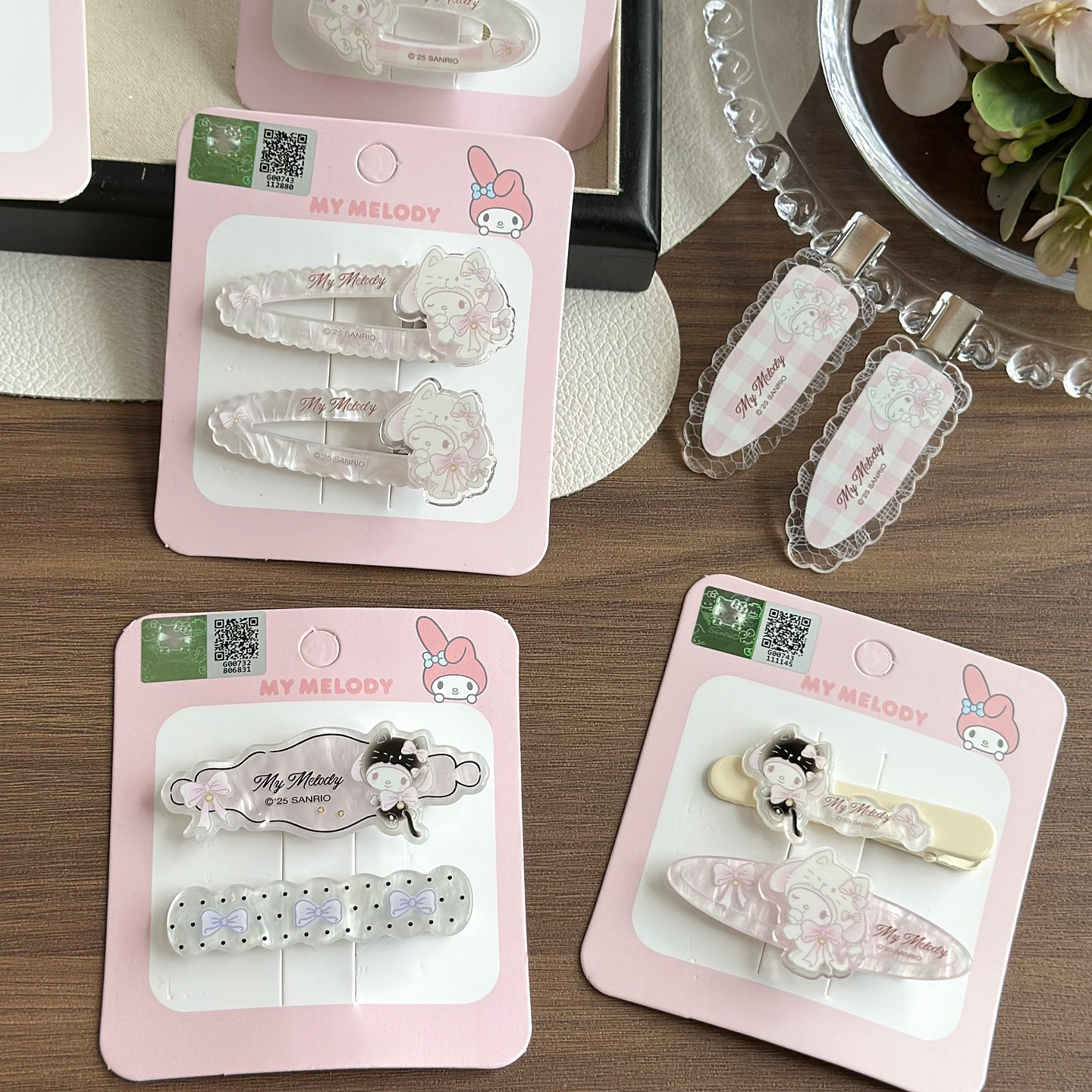 三丽鸥醋酸边夹美乐蒂甜美无痕夹