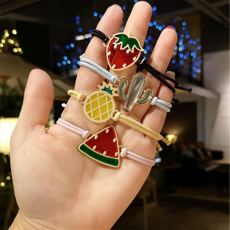 头绳发绳发饰小皮筋柠檬水果发圈饰品小清韩版少女可爱手链两用