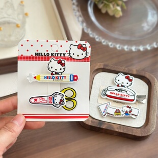 正版 创意边夹侧边刘海夹搞怪趣味发卡 凯蒂猫剪刀铅笔发夹学生个性