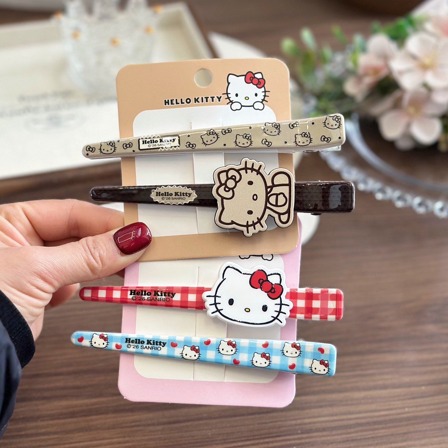 正版hello kitty超大鸭嘴夹铝一字夹日系少女化妆固定刘海侧边夹