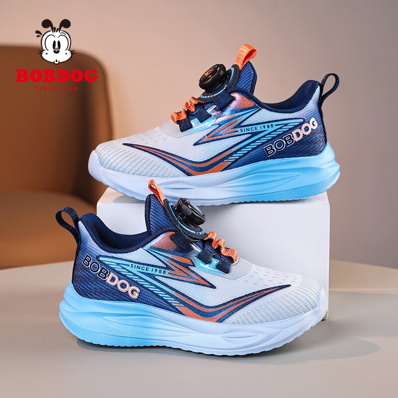 巴布豆男童鞋子春季2026新款青少年网面透气儿童运动鞋男孩跑步鞋