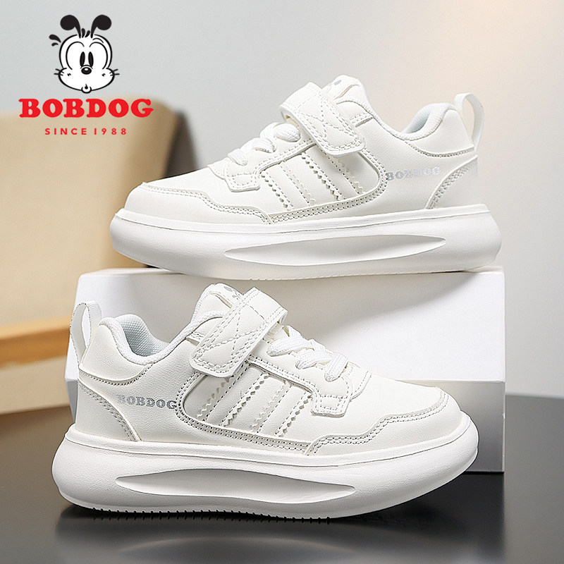 巴布豆女童鞋校园学生小白鞋男童2025新款秋季白色板鞋儿童运动鞋