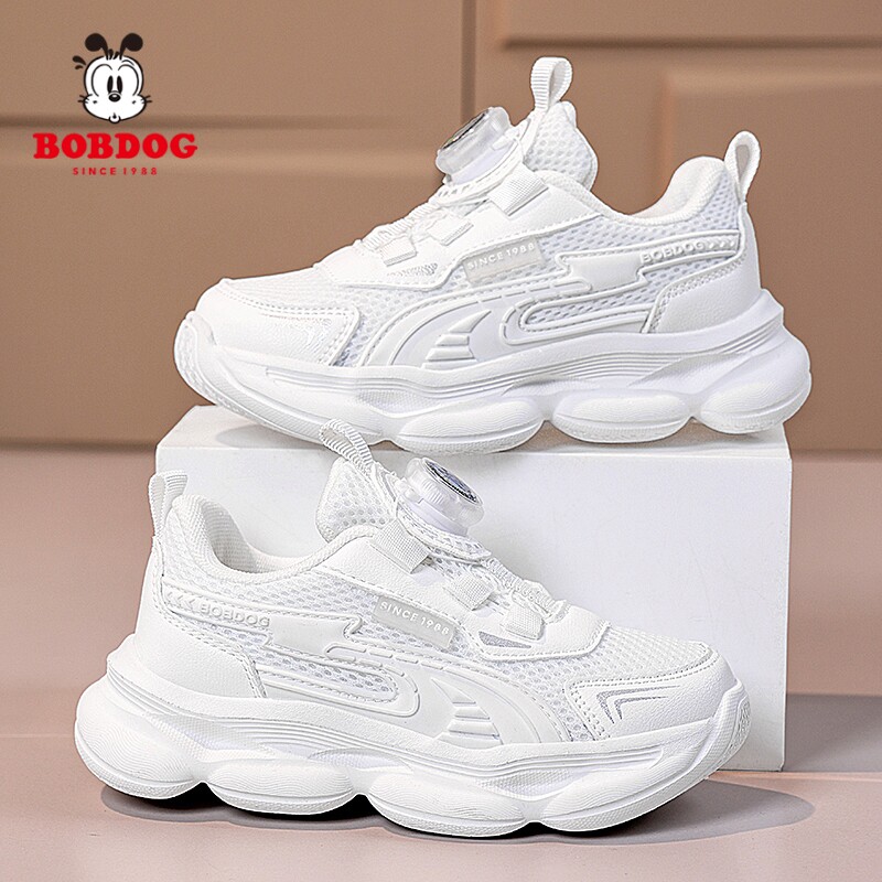 巴布童鞋女童小白鞋春季2026新款网面透气儿童运动鞋男童白色鞋子