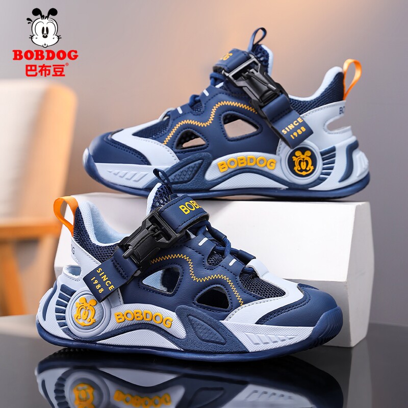 巴布豆男童框子鞋夏季2026新款单网镂空透气儿童鞋子男孩运动凉鞋