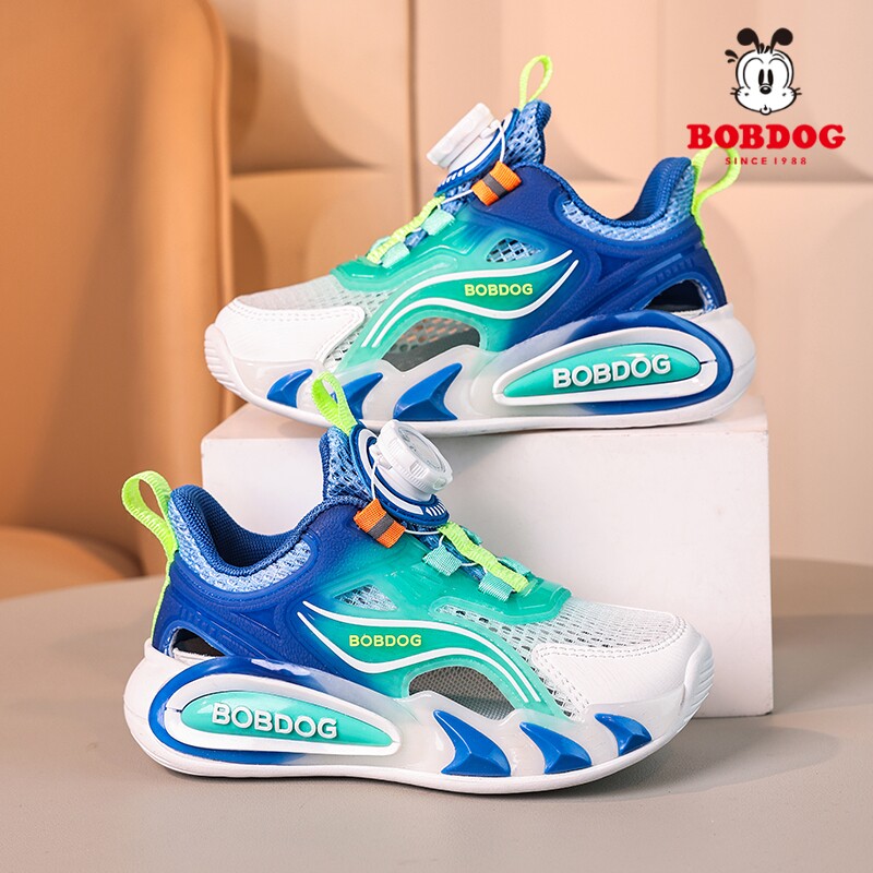 巴布豆童鞋男童运动凉鞋夏季2026新款透气网面轻便大童男孩框子鞋