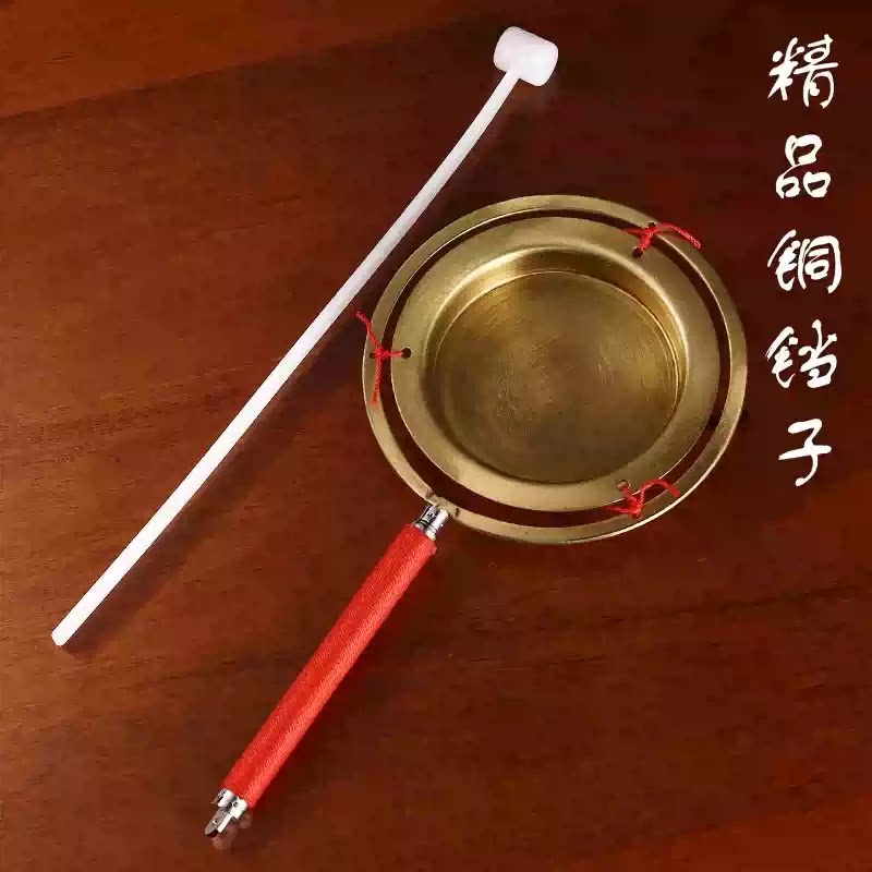 纯铜法器长柄铜铛引磬敲棒