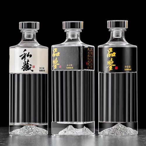 方圆条纹500ml玻璃瓶酵素果酒瓶
