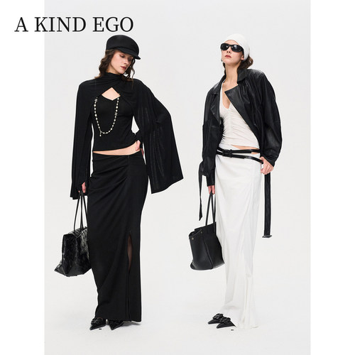 AKINDEGO针织双头拉链开叉半裙