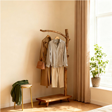 全实木简约落地式衣帽架卧室家用复古挂衣架酒店民宿服装店展示架