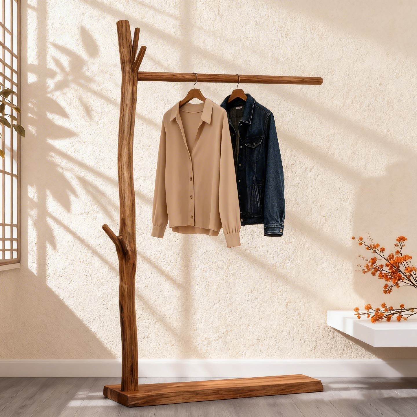 实木落地衣帽架创意复古家用民宿卧室挂衣架简约服装店陈列架展架