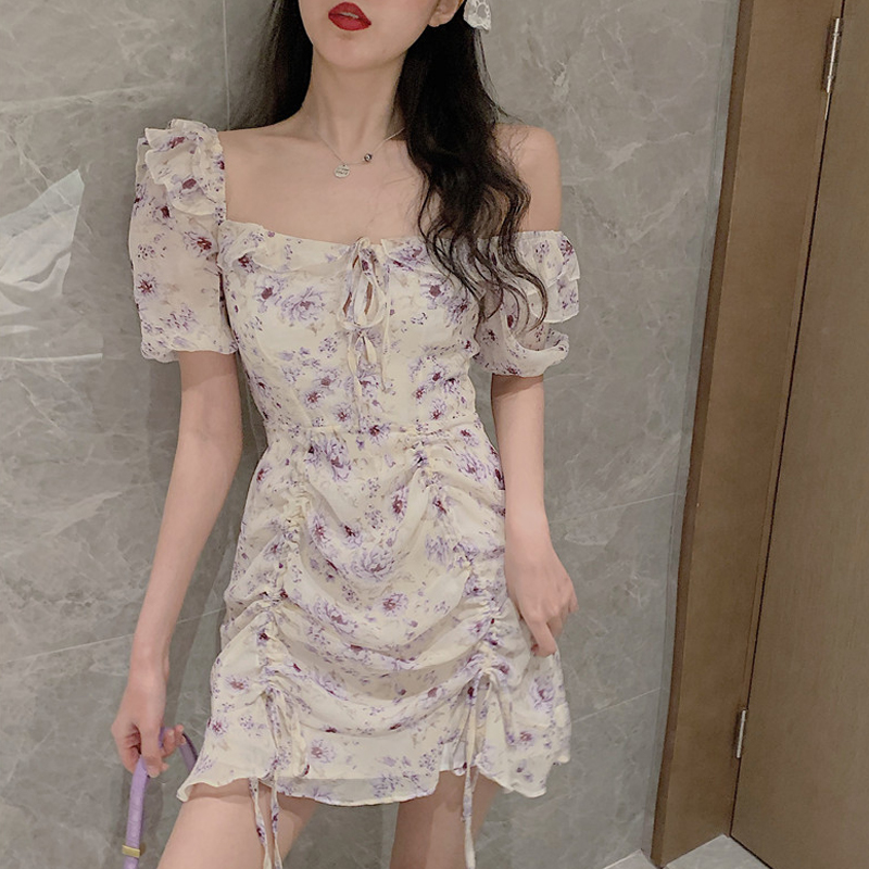 甜美日系碎花伪娘大码连衣裙夏季cd变装性感短裙男扮女装大佬衣服