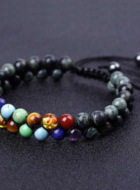 雀仔石手工编织七脉男女情侣手链