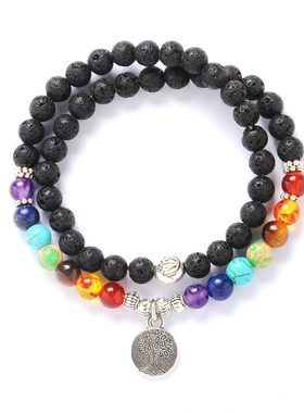 男女火山石民族风生命树手链瑜伽