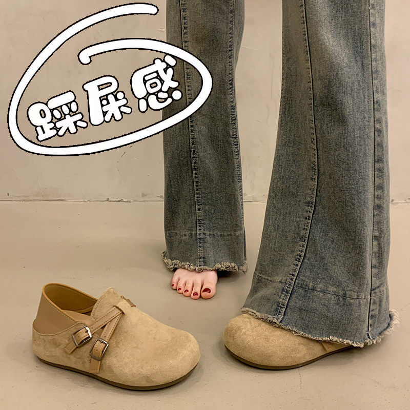 品牌真皮厚底内增高勃肯鞋女鞋2026新款春夏一脚蹬乐福鞋豆豆单鞋