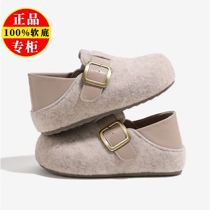 品牌真皮两穿勃肯鞋女鞋2026新款厚底内增高百搭玛丽珍鞋乐福单鞋