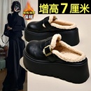 品牌真皮包头拖女外穿2025冬季新款厚底增高加绒棉拖鞋雪地毛毛鞋