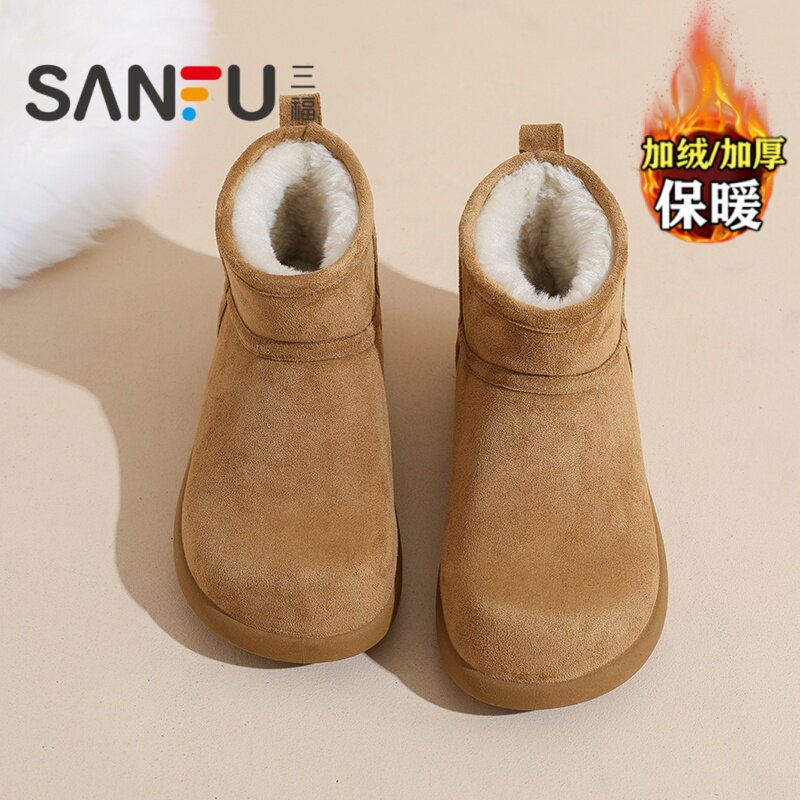 品牌真皮雪地靴女2025新款冬季加绒小土豆勃肯鞋加厚保暖防滑棉鞋
