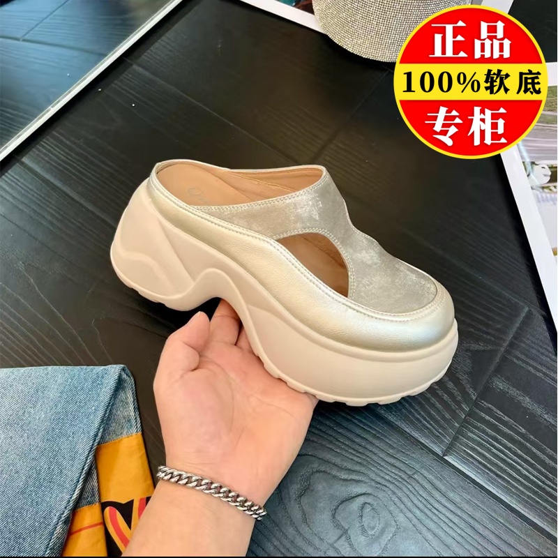 真皮增高包头拖女沙滩凉拖