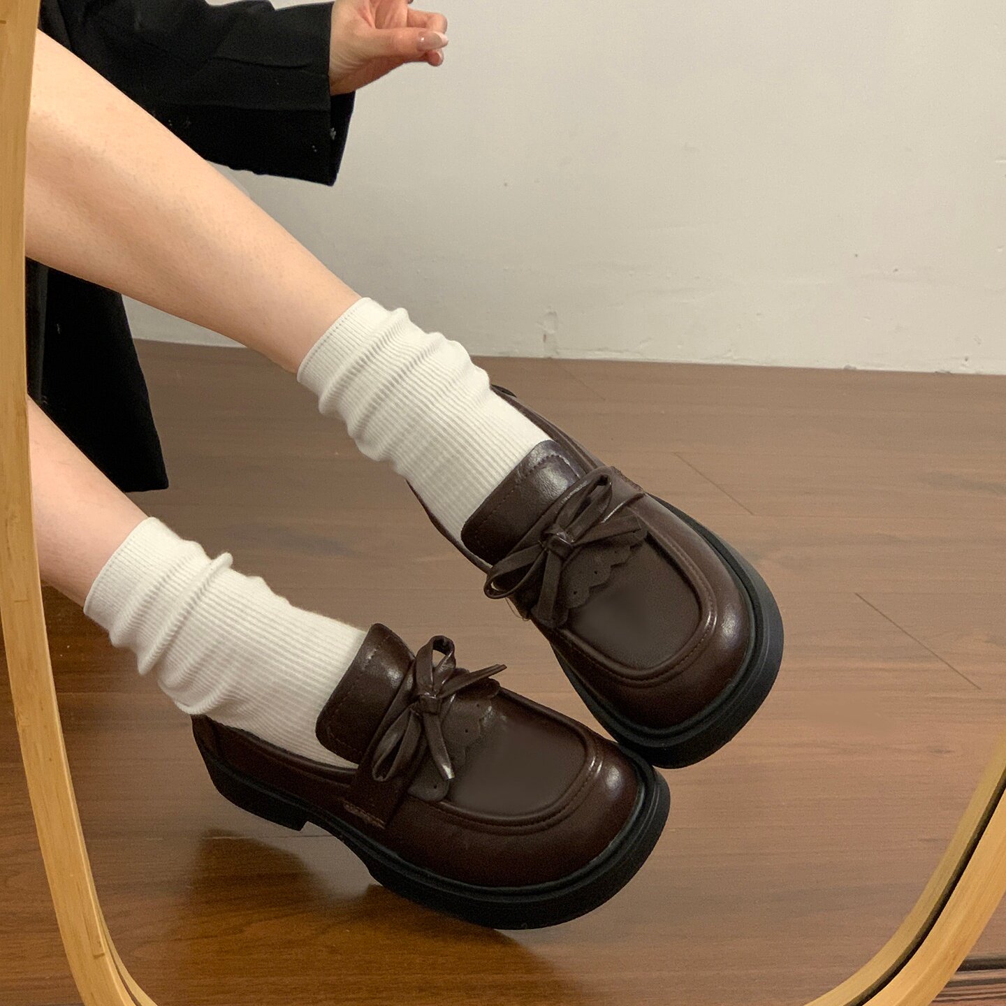 品牌厚底增高小皮鞋女2026秋季新款法式英伦风单鞋配裙子乐福鞋子