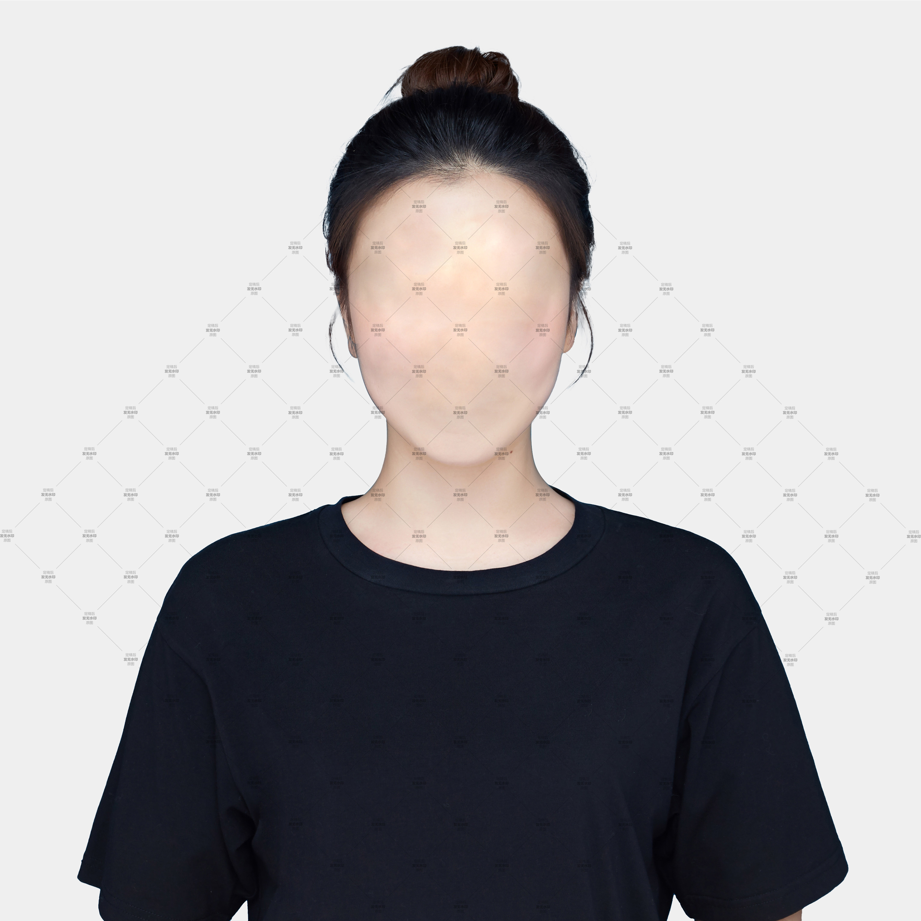 女士黑色t恤证件照服装高清素材分层psd