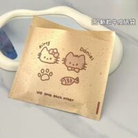 泼墨猫咪牛皮纸袋学生不透明自封包装袋加厚大容量打包材料礼品袋