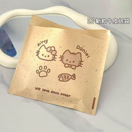 新款泼墨猫咪牛皮纸袋