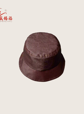 盛锡福酒红色香云纱小沿渔夫帽