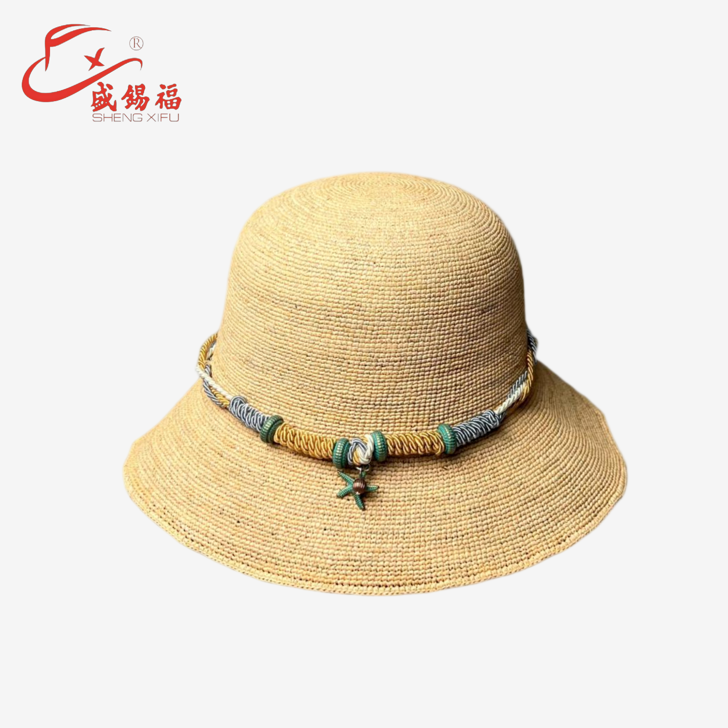 盛锡福波西米亚风拉菲草帽女夏季小沿遮阳度假沙滩帽