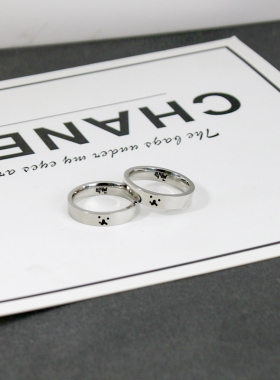 边伯贤小表情戒指项链男日韩百搭定制刻字钛钢情侣男女简约吊坠潮