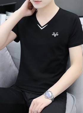 鸡心V领夏装青少年百搭潮短袖T恤