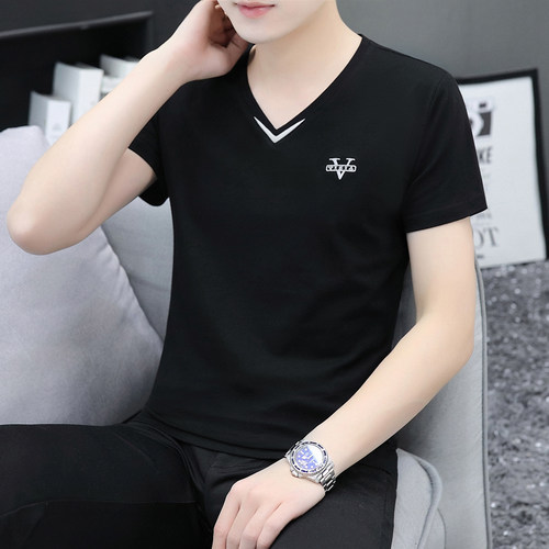鸡心V领夏装青少年百搭潮短袖T恤