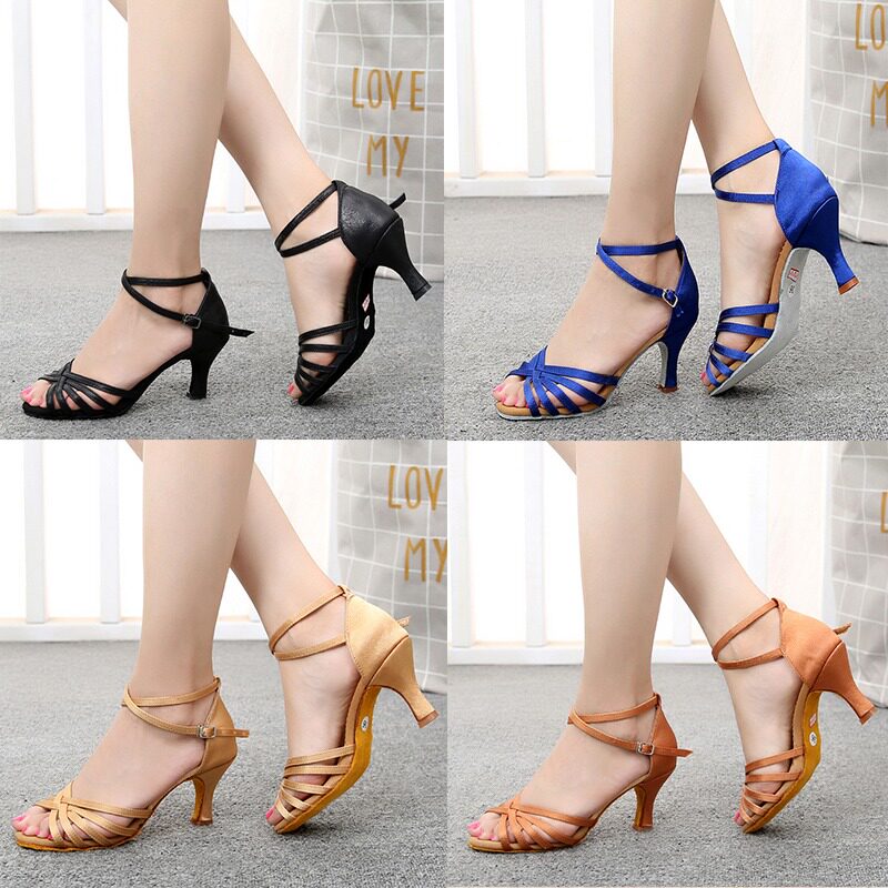 拉丁舞鞋成年女士中高跟恰恰舞蹈鞋专业五带夏季正品软底初学者