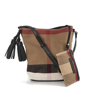 2025新款黄麻小水桶带流苏穗子水桶包直播配牛皮子母包斜挎桶