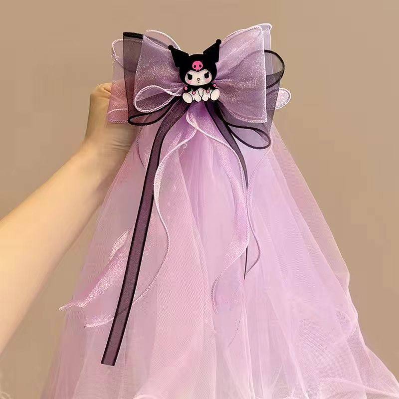 蝴蝶结头纱发夹女孩甜美艾莎公主长款头饰生日礼物可爱百搭发饰,童装/婴儿装/亲子装,发饰,淘宝优惠券,粉丝福利购,淘宝优惠卷