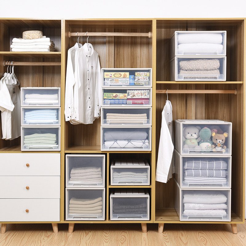 收纳箱抽屉式收纳盒衣柜衣服整理箱衣物储物箱家用塑料药箱收纳柜