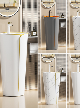 阳台落式16946脸盆小柱户型卫生洗间彩色立地柱洗手盆户外陶瓷一