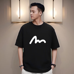 重磅纯棉260克圆领情侣休闲上衣 男士 香港潮牌陈伟霆夏季 宽松短袖