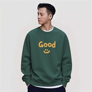 香港潮牌陈伟霆圆领卫衣男秋冬新款重磅纯棉原创美式简约加绒上衣