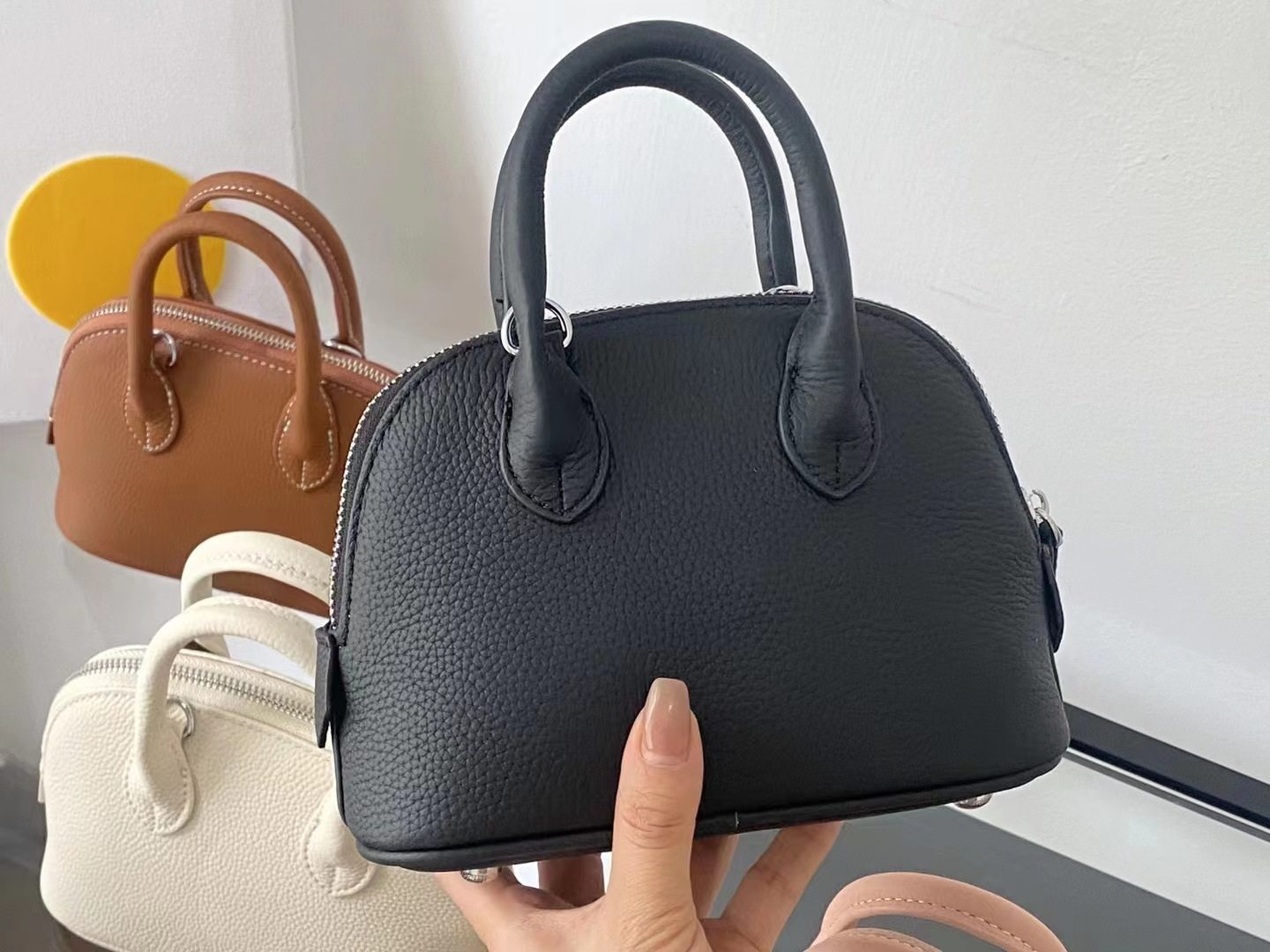 TOMO日系婉约牛皮手拎贝壳包百搭手拎包时尚简约斜挎包保龄球女包,箱包皮具/热销女包/男包,通用款女包,淘宝优惠券,粉丝福利购,淘宝优惠卷