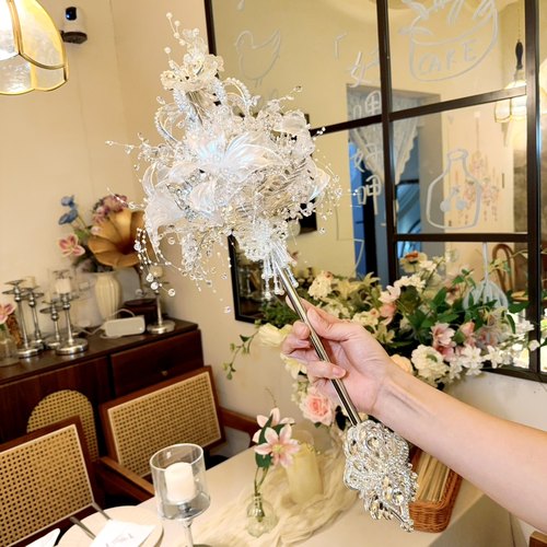 权杖手捧花diy材料包新娘结婚出嫁手工自制女王水晶婚纱礼物成品