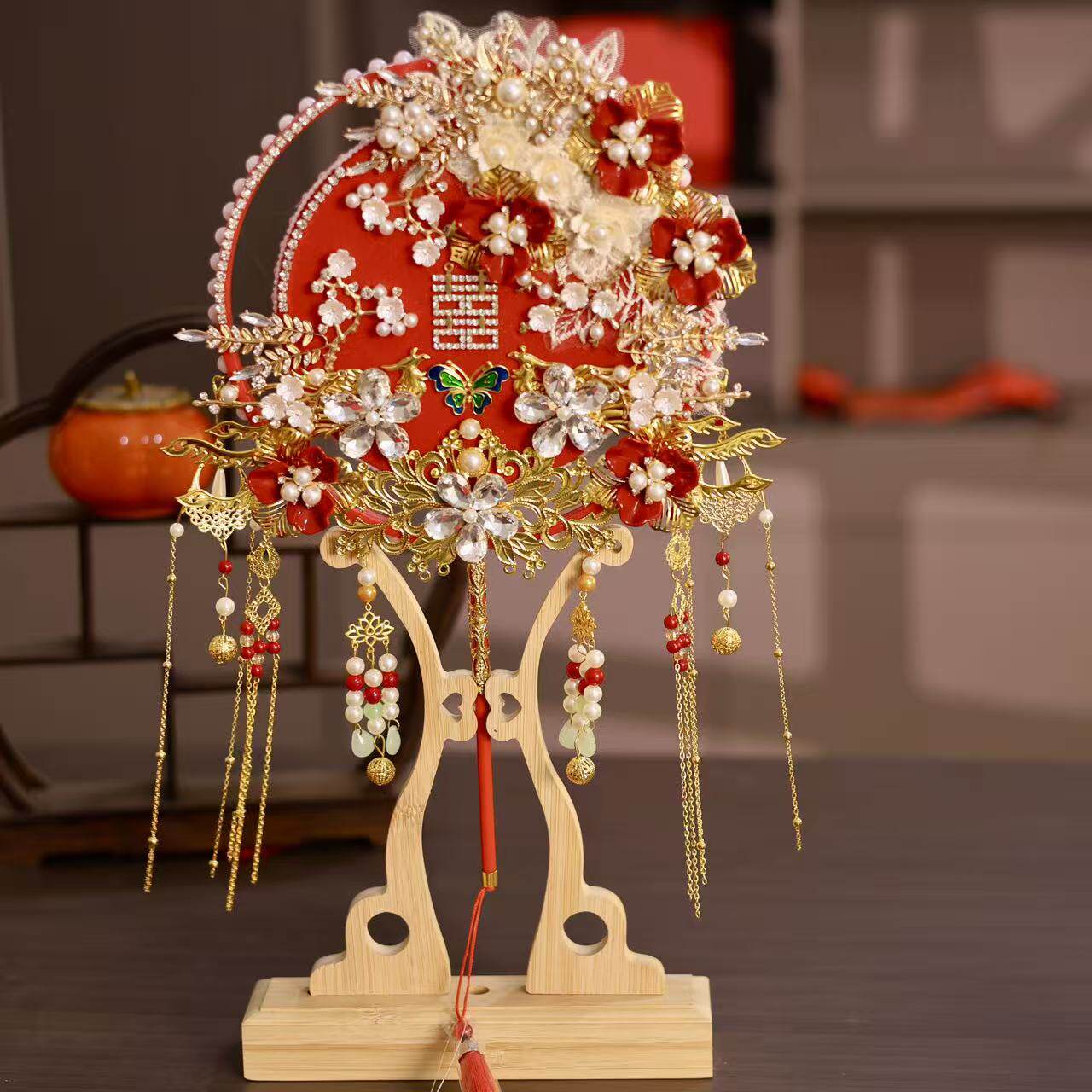 团扇结婚新娘diy扇子秀禾高级感图片